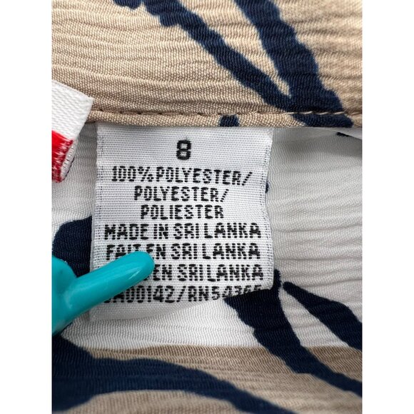 Alia Vintage Women's Button-Up Short-Sleeve Tiger Print Shirt Size 8 blue beige - Picture 2 of 7